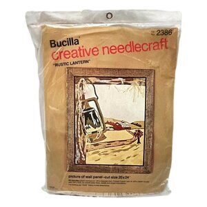 Bucilla Rustic Lantern Barn Needlepoint Kit 20 x 24 Linen Wool Vintage New